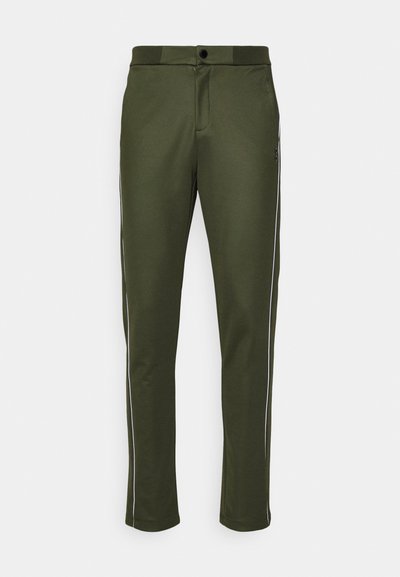 Ron Dorff TRACK PANTS WHITE PIPING - Teplákové kalhoty - dark oliver green