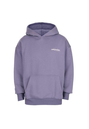 Hanorac violet cu buzunar frontal și logo-ul "DROPSIZE" pe partea stângă a pieptului, având mansete și tiv cu nervuri.