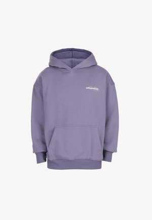 Hanorac violet cu buzunar frontal și logo-ul "DROPSIZE" pe partea stângă a pieptului, având mansete și tiv cu nervuri.