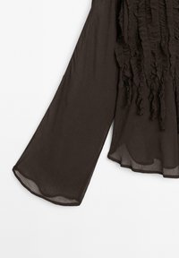 Massimo Dutti FLOWING BIB-FRONT WITH RUFFLES - Overhemdblouse - dark brown