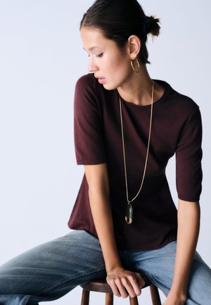 THE SET, 3 PACK - T-Shirt basic - navy/plum/taupe