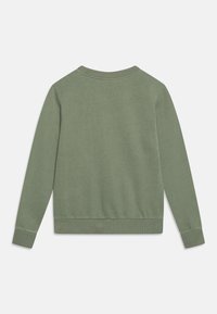 Felpa verde con scollo rotondo, maniche lunghe e polsini a costine. Tessuto liscio, colore uniforme e vestibilità comoda.