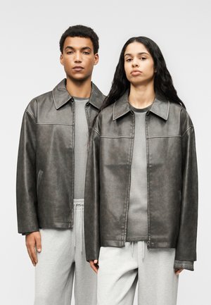 UNISEX - Bunda z nepravej kože - light grey