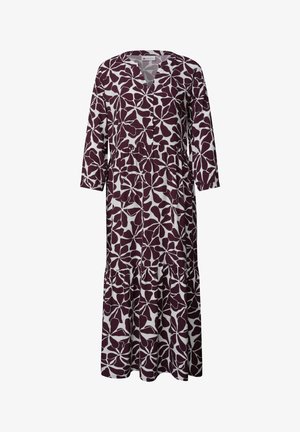 Street One, MIDI-KLEID MIT SPLIT NECK UND PRINT - Day dress - rustic rouge