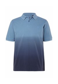 Polo in gradiente dal blu chiaro al blu scuro. Realizzata in cotone, con una patta a tre bottoni e maniche corte. Logo discreto sul petto.