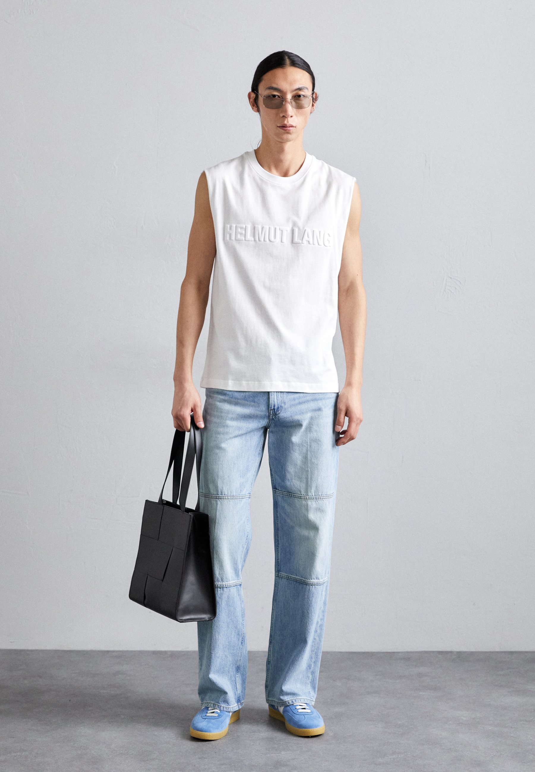 Helmut Lang EMBOSSED TANK ROUNDE - Top - optic white/white