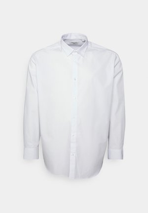Camicia bianca con colletto classico, maniche lunghe e patta frontale. Realizzata in un tessuto liscio e leggero, con una vestibilità regolare.