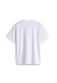 T-shirt en coton blanc avec un col rond, des manches courtes et une texture simple et lisse. Aucun motif ou design visible au dos.