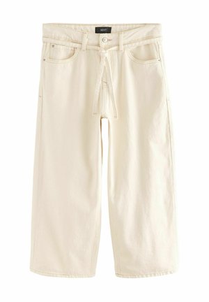 TIE-WAIST CROPPED WIDE LEG - Jeans Straight Leg - ecru
