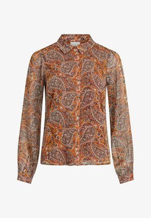 Button-down blouse - caramel café paisley