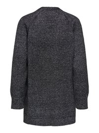 Dark gray knitted sweater with long sleeves and ribbed cuffs, shown from the back on a white background.
