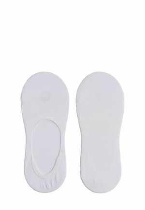 Weiße, Baumwollmischung No-Show Socken mit glatter Textur, abgerundeter Form und elastischen Öffnungen um die Knöchel.