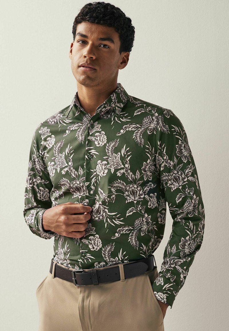 Next - TRIMMED - Camisa - olive green neutral brown floral, Ampliar