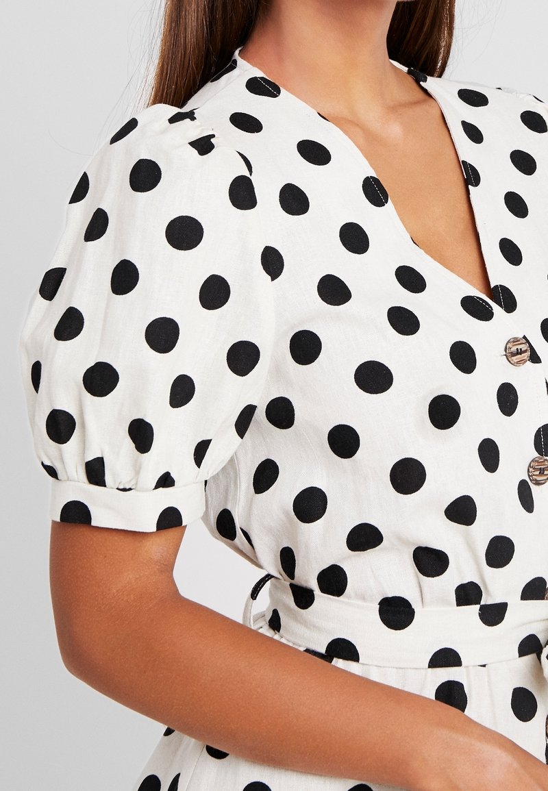 Robe Femme Miss Selfridge Blanche Tachetée - Taille UK10, Sans Manches, Doublée, Occasion Très Bon état