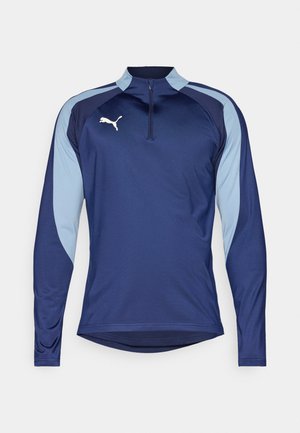 Puma INDIVIDUALLIGA 1/4 ZIP TOP - Long sleeved top - navy/white/zen blue