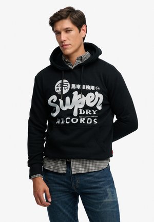 Superdry & Co, SUPERDRY RECORDS HOOD - Sudadera con capucha - black