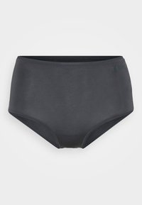 Magas derekú női alsónemű sima, sötétszürke anyagból készült. Kényelmes derékrésszel és minimális varrással rendelkezik.