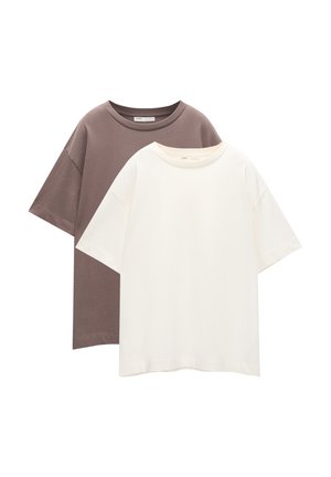 PULL&BEAR SHORT SLEEVE - PACK OF 2 - T-paita - brown