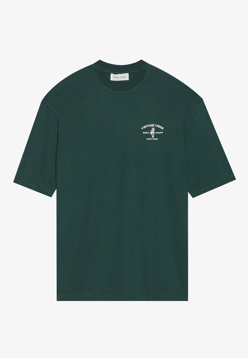 Pier One T-shirt print donkergroen