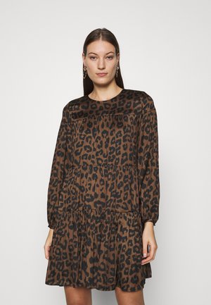 TIE NECK SHIFT PRINT - Vestito estivo - brown