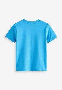 T-shirt blu a maniche corte realizzato in cotone. Caratterizzato da un collo rotondo e una superficie liscia, senza grafiche o decorazioni.