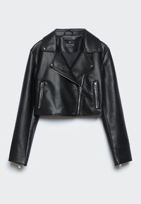 Stradivarius Veste en similicuir - black