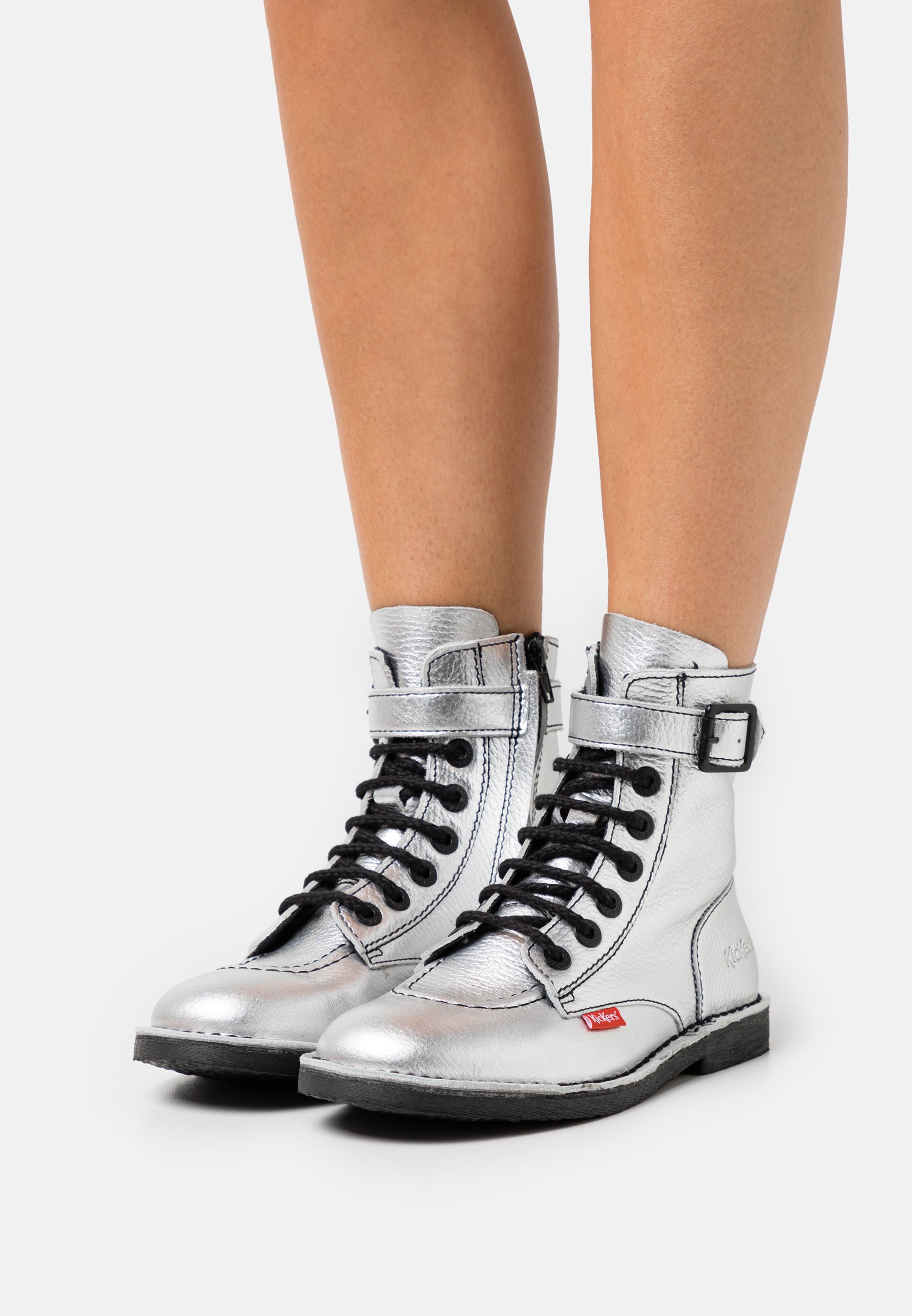 kickers silver boots