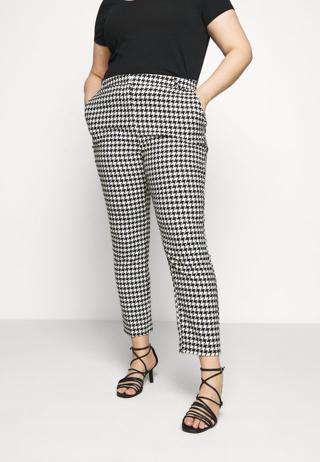 HOUNDSTOOTH TAPERED TROUSERS - Trousers - black/white