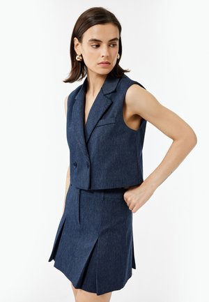 CROP BLAZER VEST - Bodywarmer - dark blue