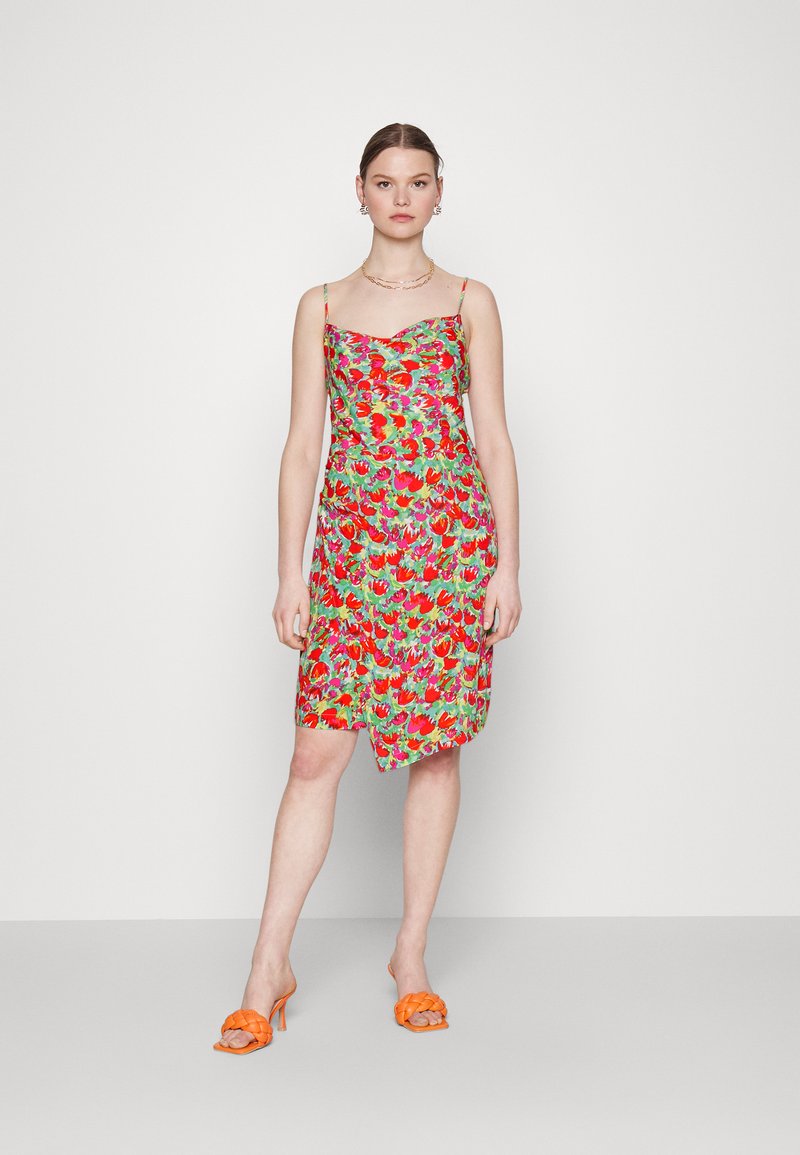 YAS YASOMIRA STRAP MINI DRESS - Φόρεμα ημέρας - orange com/omira aop