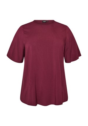 Zizzi, FLASH - BLUSE MIT KURZEN ÄRMELN UND RUNDHALSAUSSCHNITT - Μπλούζα - rot