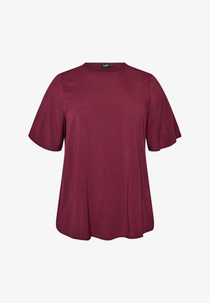 Zizzi, FLASH - BLUSE MIT KURZEN ÄRMELN UND RUNDHALSAUSSCHNITT - Μπλούζα - rot