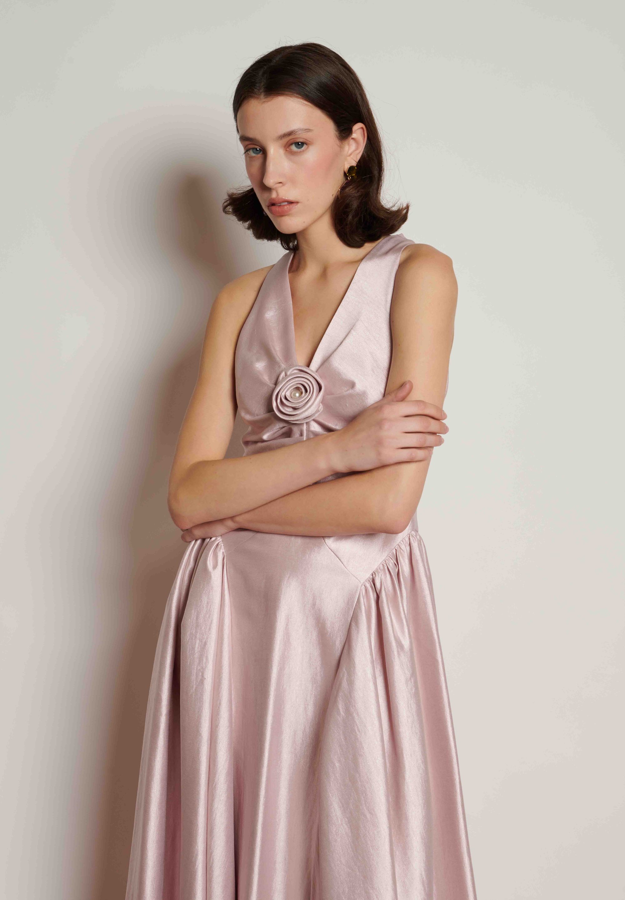 strapless open back dress Emery Embellished Silk Dress – Retrofete main image 0
