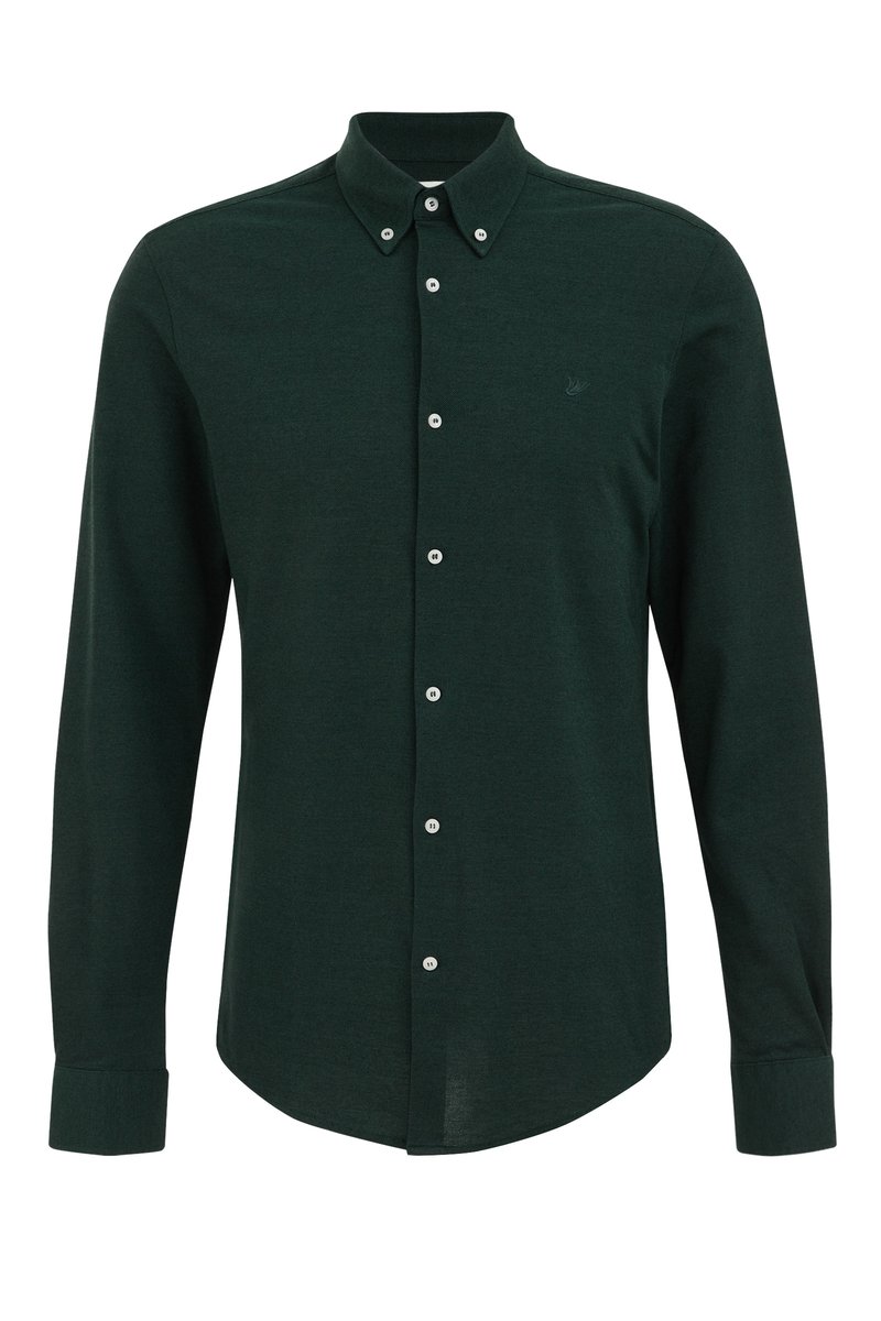 slim fit dress slacks goTIELESS Ultimate Dress Shirt (Army Green)