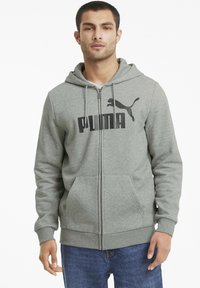 Puma BIG LOGO HOODIE - Mikina na zip - medium gray heather