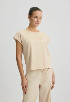 WITH LOGO - Camiseta estampada - beige