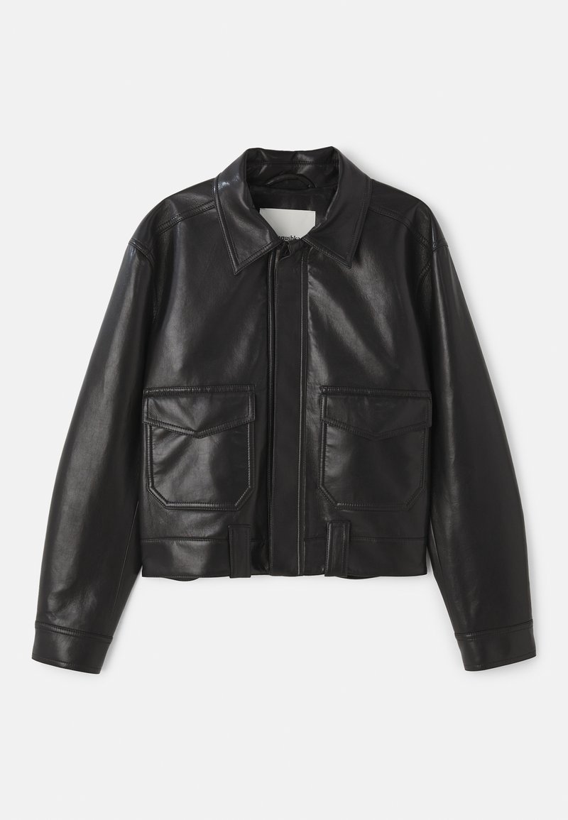 Nanushka Imitatieleren jas zwart