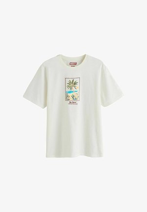 Next, REGULAR FIT - GRAPHIC PRINT SLUB T-SHIRT . - Nyomott mintás póló - white palm tree
