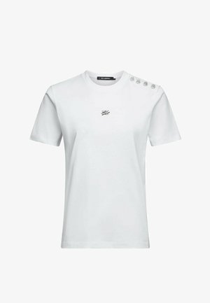 KARL LAGERFELD, KARL LAGERFELD T-SHIRT AUTOGRAPH BUTTON DETAIL - Camiseta estampada - white