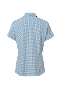Short-sleeve shirt in light blue gingham pattern, collared design, crafted from woven fabric, featuring a straight cut and slightly tailored fit.