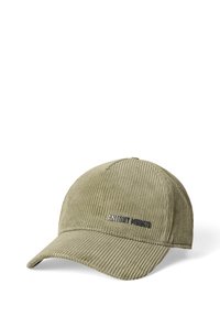 Gorra de pana verde con visera estructurada, que presenta el texto en relieve "ANTONY MORATO" en la parte frontal y un diseño de tela texturizada.