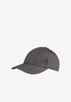 Dunkelgraue Baseballkappe mit abgesteppten Einsätzen und gebogenem Schirm, vor weißem Hintergrund dargestellt.