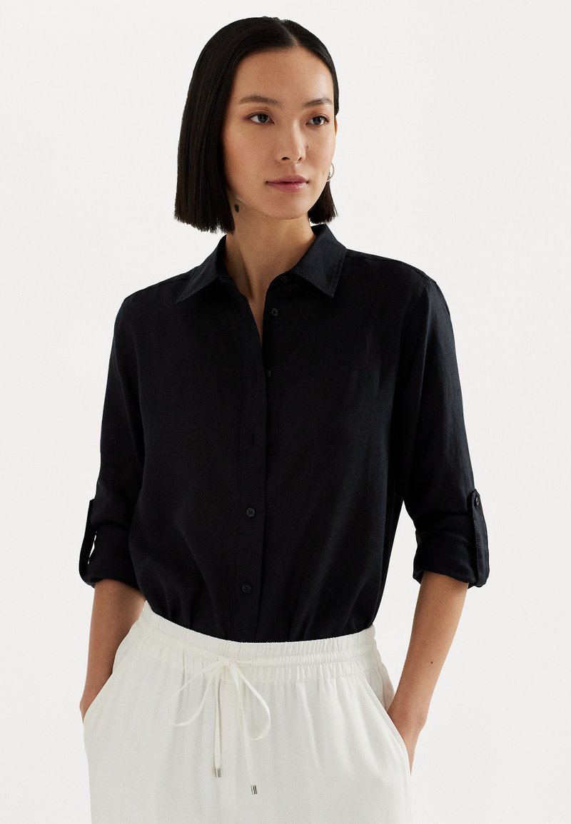 Lauren Ralph Lauren TISSUE LINEN SHIRT - Button-down blouse - black