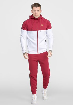 TAPE ZIP THROUGH HOODIE AND JOGGERS SET - Tepláková souprava - bordeaux/ white