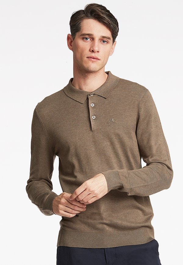 Poloshirt - dk sand mel