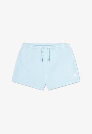 Svijetloplave pamučne kratke hlače s elastičnim pojasom, podesivim vezicama i malim bijelim logotipom otisnutim na donjem lijevom dijelu.