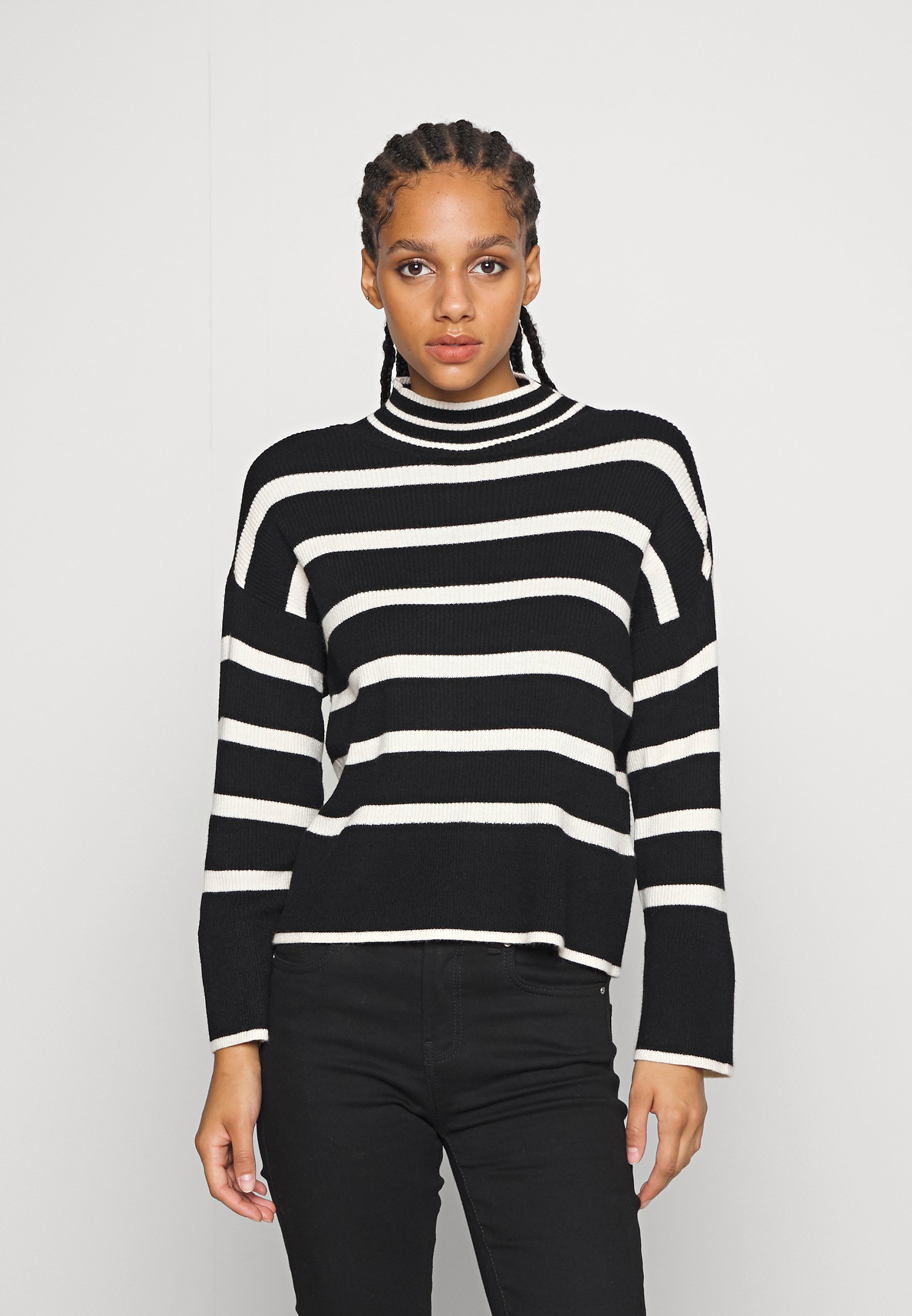Onleliza L S Pullover Knit Mermaid Stripes Whitecap Gray