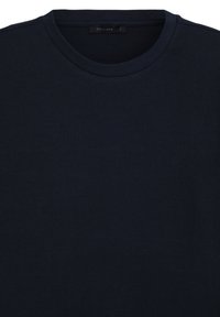 T-shirt in cotone blu navy con scollatura rotonda. Caratterizzato da una consistenza morbida e un design minimale, etichettato con "CALLIOPE" e taglia "L."