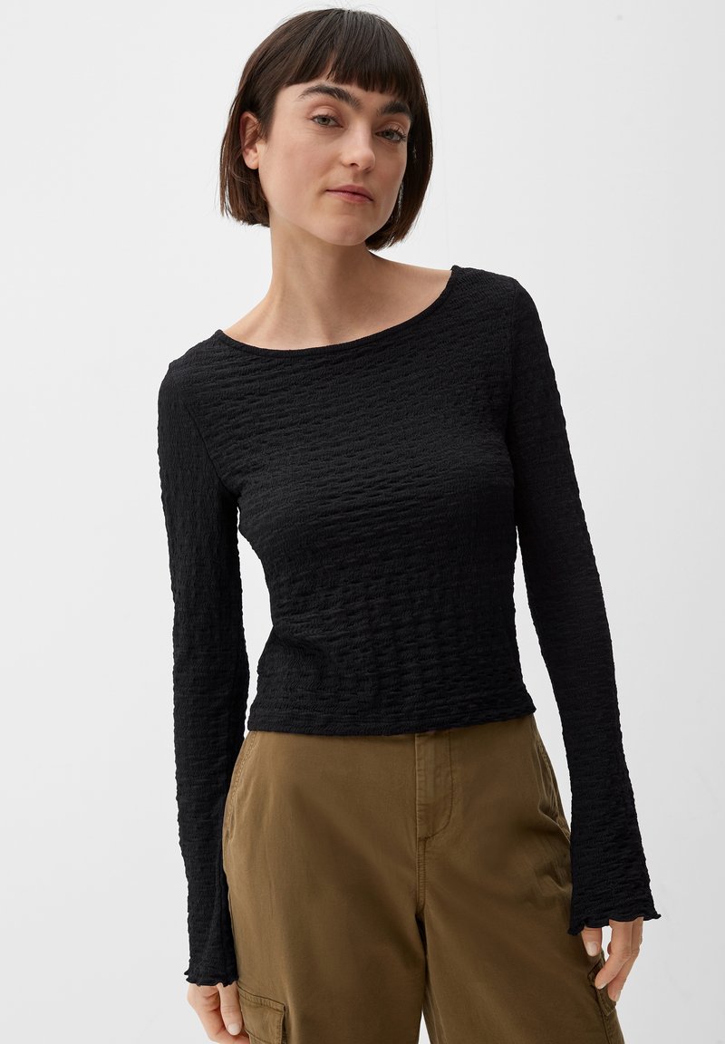 QS À MANCHES LONGUES EN TROMPETTE - Blouse - schwarz