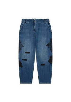 Fiorella Rubino, JEANS BALLOON CON PIZZO E STRAPPI - Jeans Relaxed Fit - blu